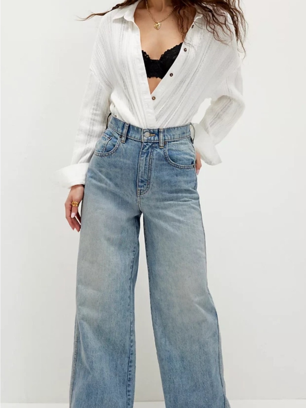 We The Free High-Rise Wide Leg Jeans - Light Blue Wash - Picture 2 of 12